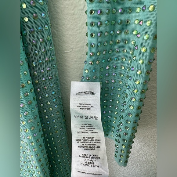 SELF PORTRAIT | pale blue rhinestone midi Longsleeve cut out - Picture 7 of 14